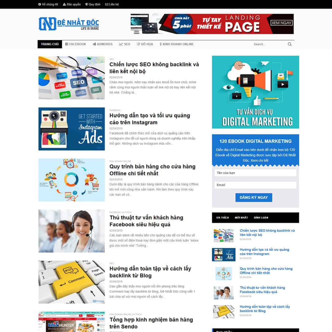 Mẫu Website Tin Tức 06 - Blog - Cài Đặt Sẵn