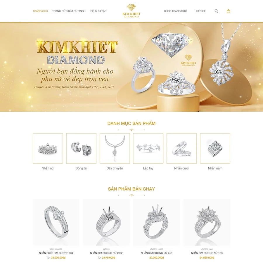 Mẫu Website Trang Sức 03 - Shop Online - Cài Đặt Sẵn