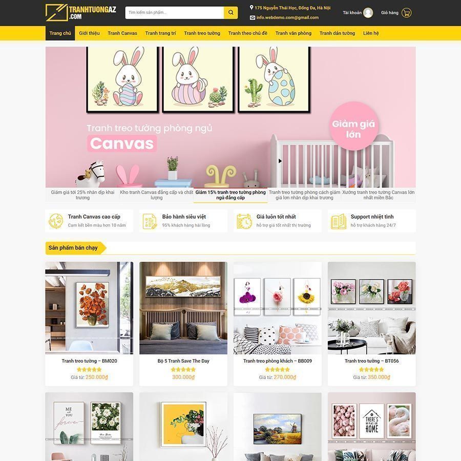 Mẫu Website Bán Tranh Tường Canvas - Trang Trí Nội Thất - Shop Online - Cài Đặt Sẵn