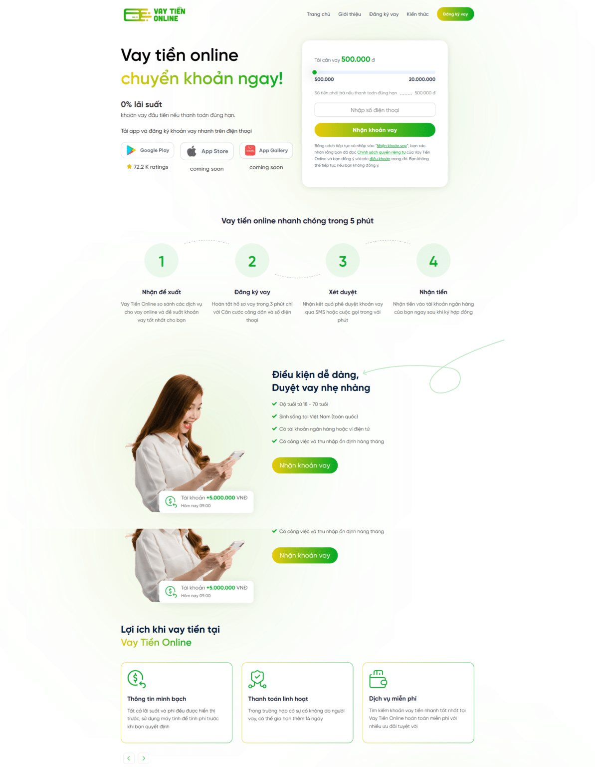 Mẫu Website Dịch Vụ Cho Vay - Hỗ Trợ Tài Chính - Cài Đặt Sẵn
