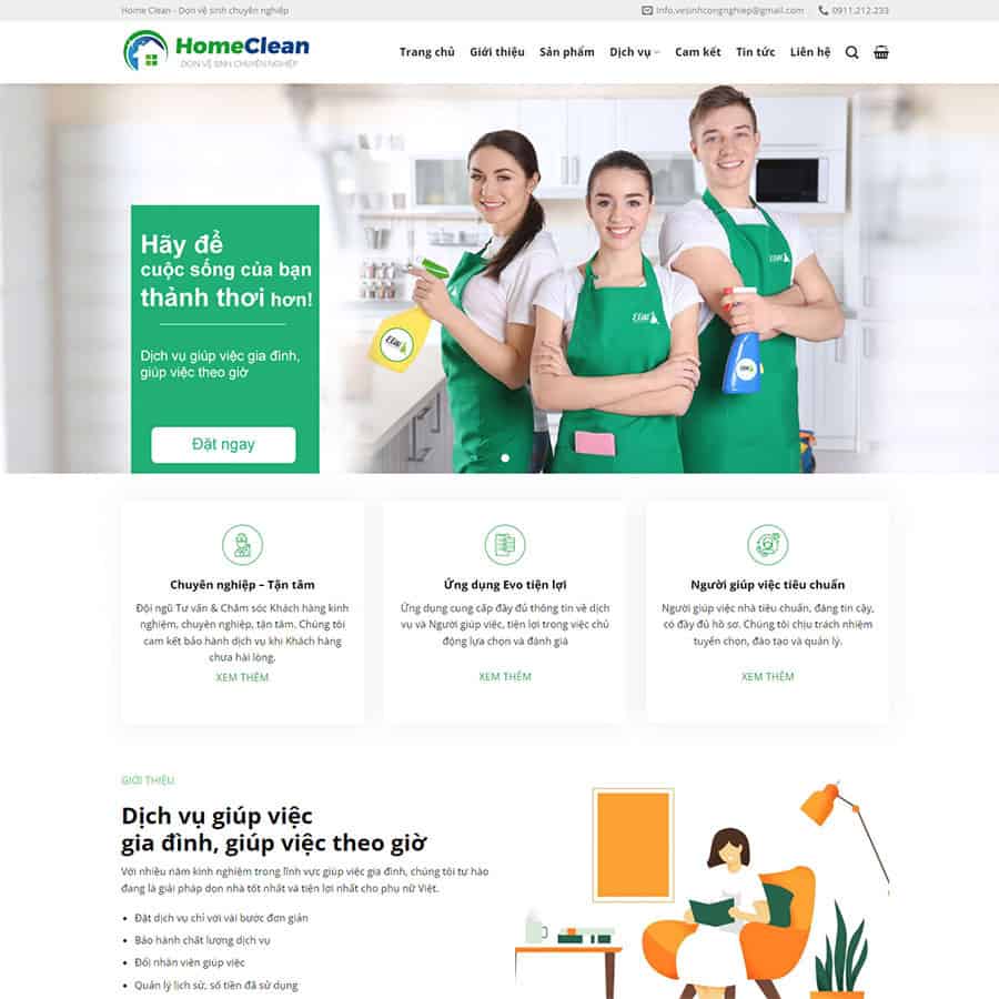 Mẫu Website Dịch Vụ Vệ Sinh Dọn Dẹp Nhà Cửa 03 - Cài Đặt Sẵn