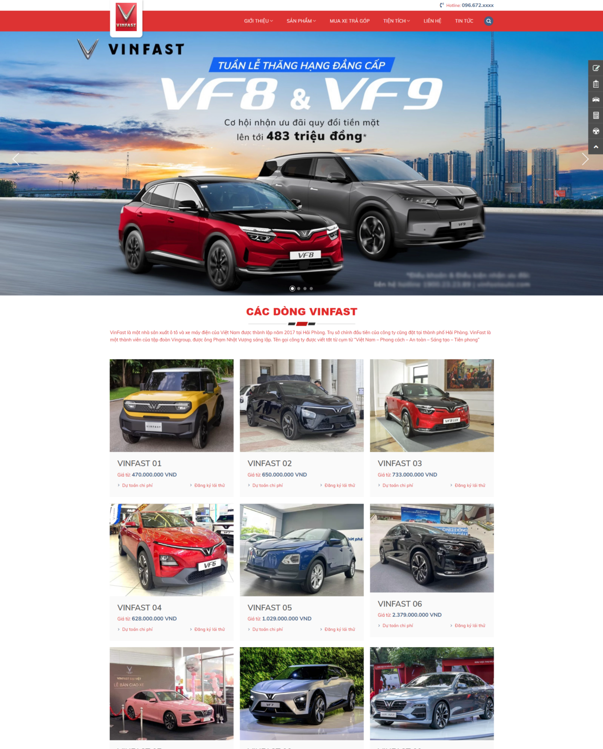 Mẫu Website Showroom Ô Tô - Đại Lý Xe - Cài Đặt Sẵn