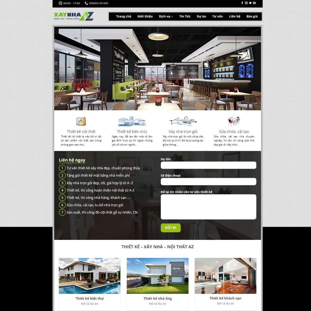 Mẫu Website Công Ty Kiến Trúc Xây Dựng - Cài Đặt Sẵn