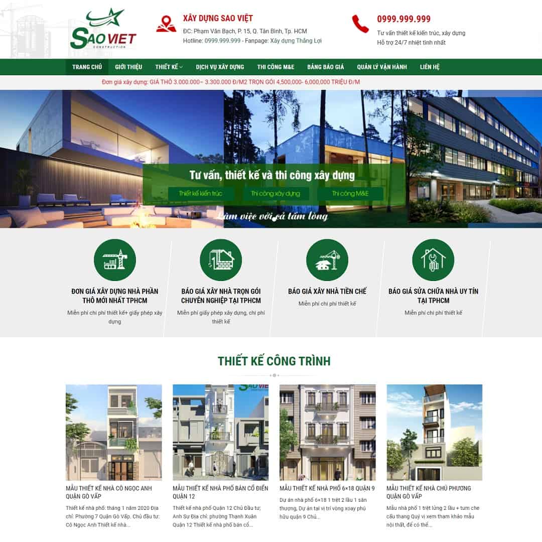 Mẫu Website Xây Dựng 05 - Thi Công Công Trình - Cài Đặt Sẵn
