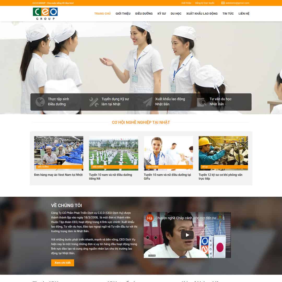 Mẫu Website Công Ty Xuất Khẩu Lao Động 03 - Cài Đặt Sẵn