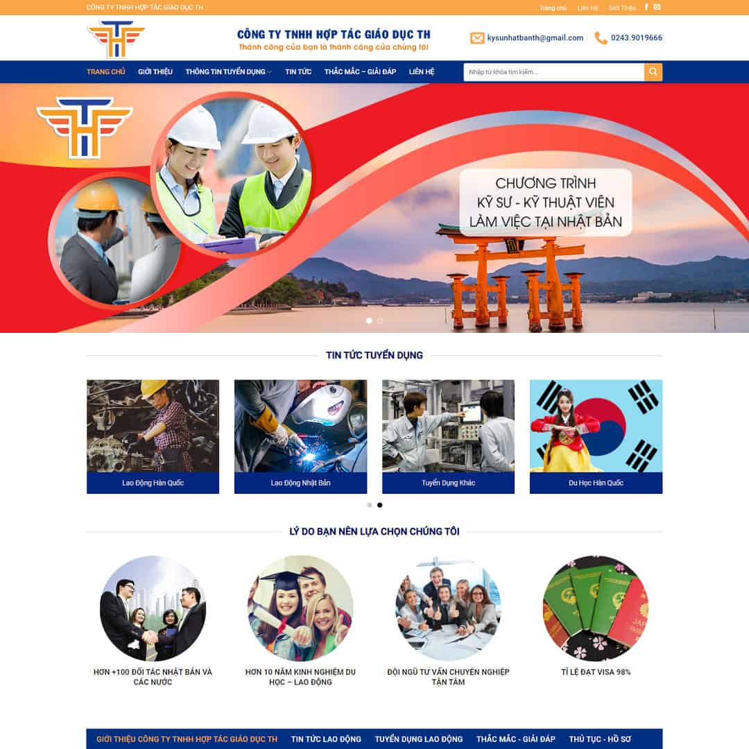 Mẫu Website Công Ty Xuất Khẩu Lao Động 05 - Cài Đặt Sẵn