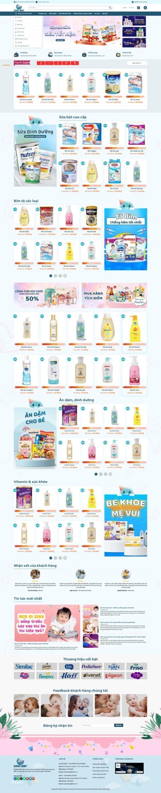 Mẫu Website Shop Mẹ Và Bé - Shop Online - Cài Đặt Sẵn