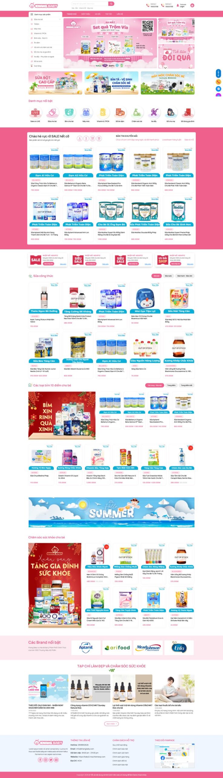 Mẫu Website Shop Sữa Baby 5 - Mẹ Và Bé - Cài Đặt Sẵn