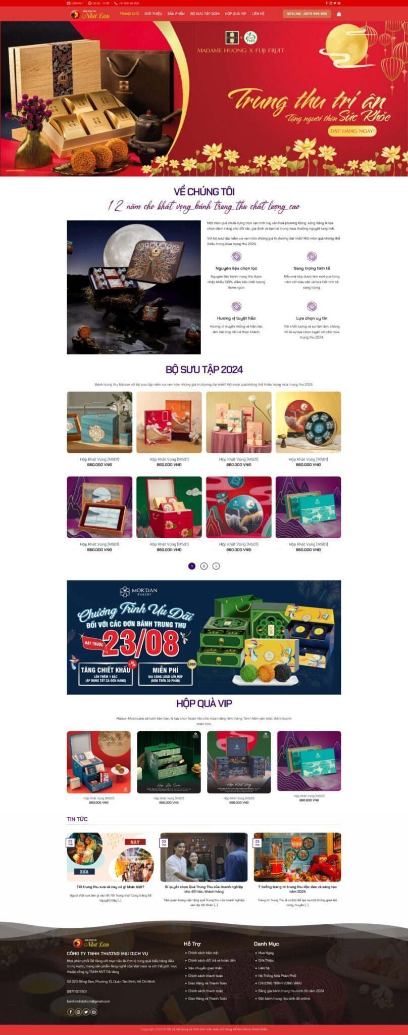 Mẫu Website Bánh Trung Thu Quà Tặng - Shop Online - Cài Đặt Sẵn