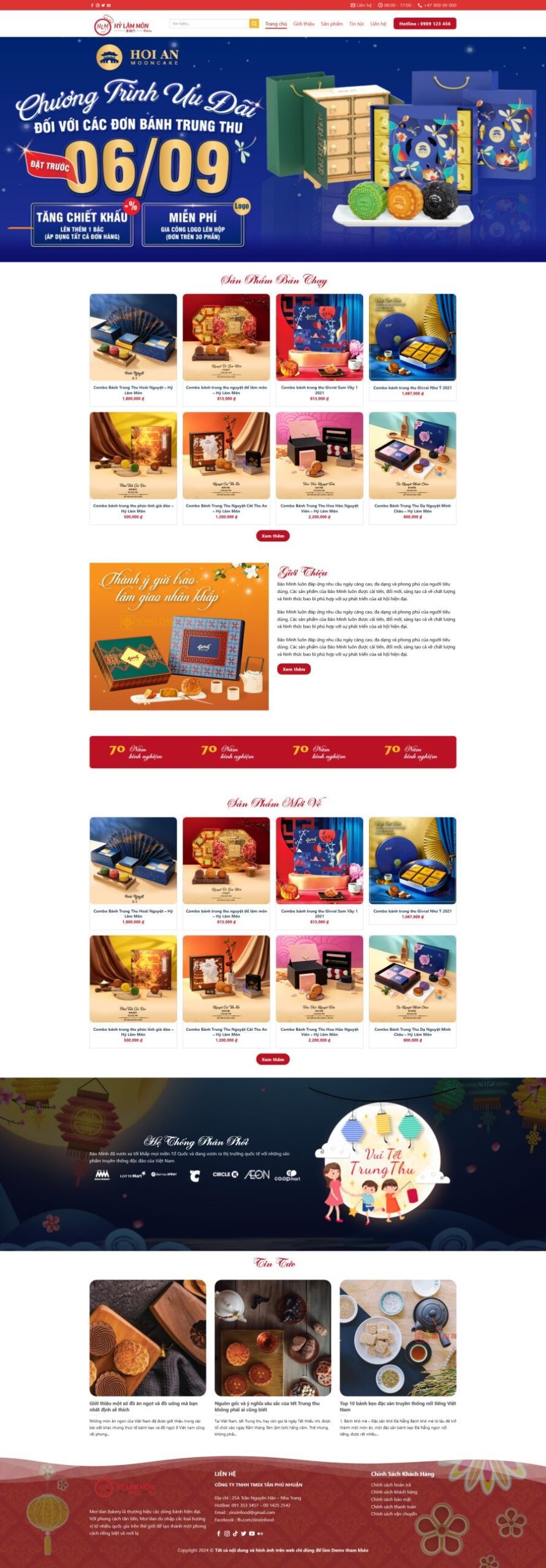 Mẫu Website Bánh Trung Thu 2 - Shop Online - Cài Đặt Sẵn