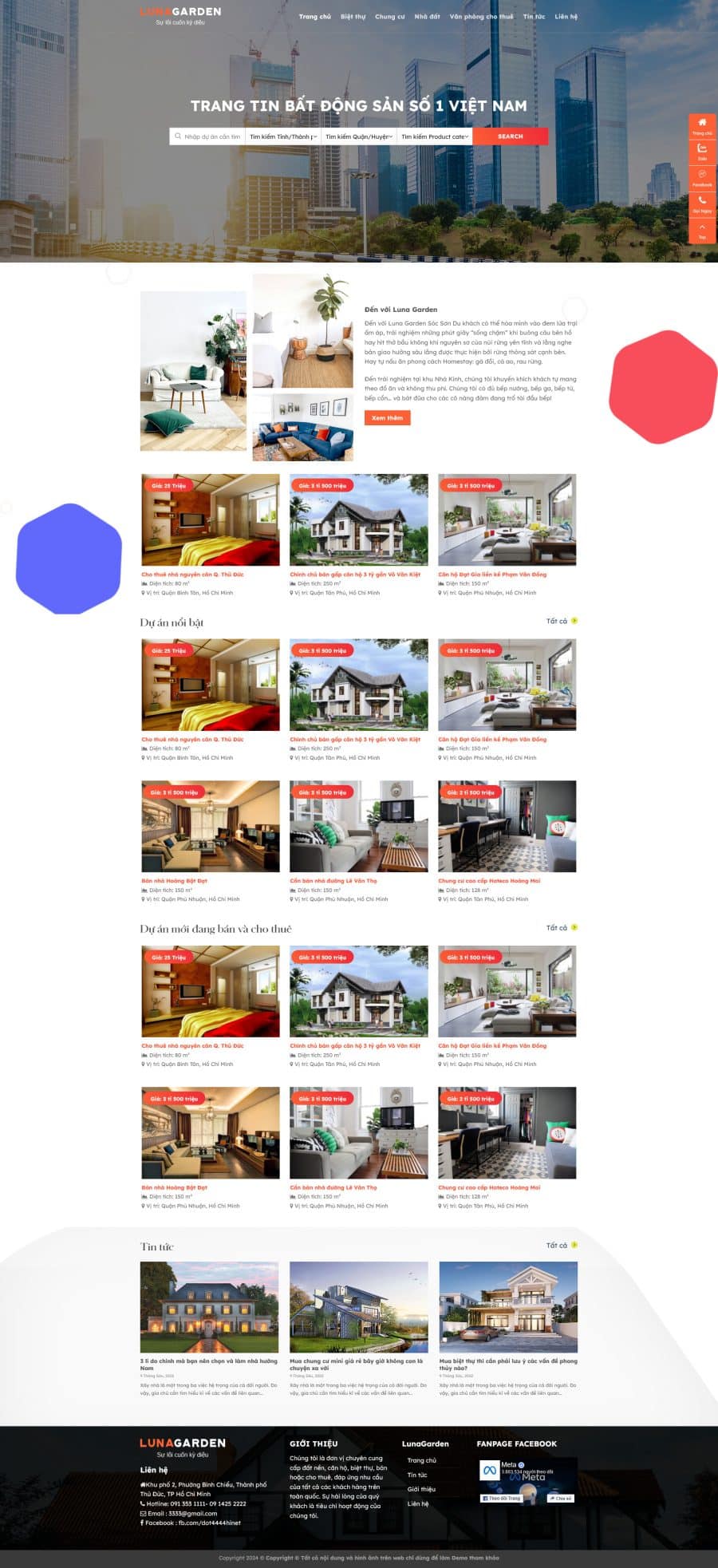 Mẫu Website Bất Động Sản 54 - Mua Bán Nhà Đất - Cài Đặt Sẵn