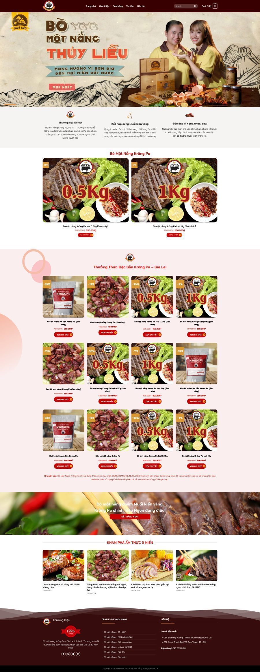 Mẫu Website Bò Một Nắng - Đặc Sản - Cài Đặt Sẵn