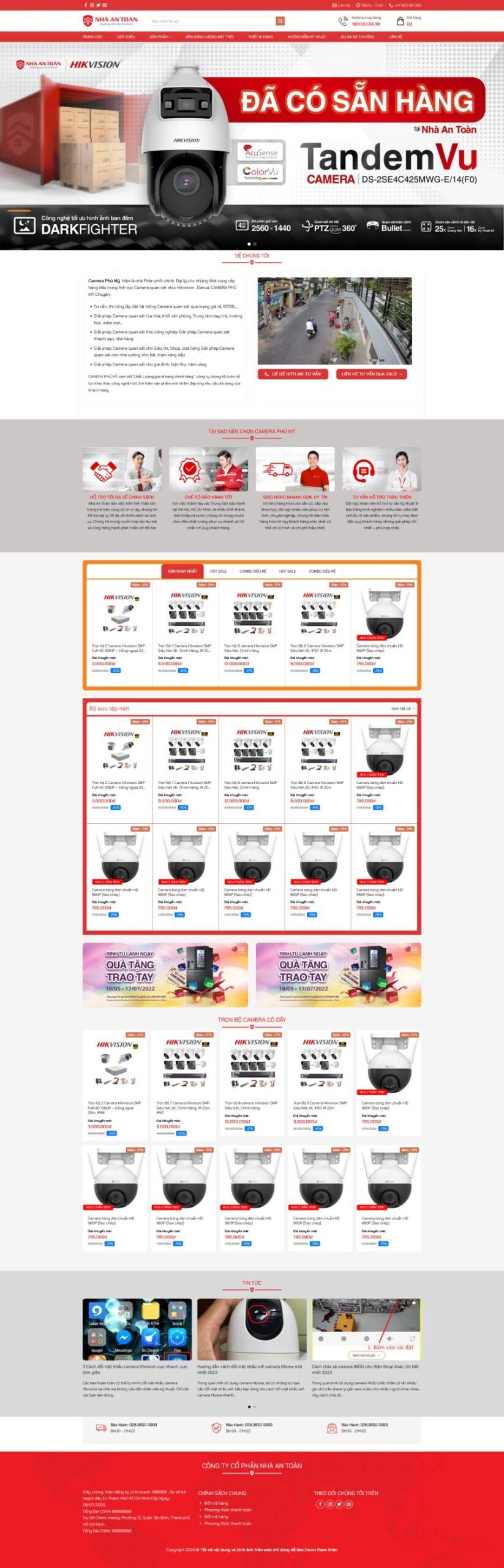 Mẫu Website Shop Camera 7 - Thiết Bị An Ninh - Cài Đặt Sẵn
