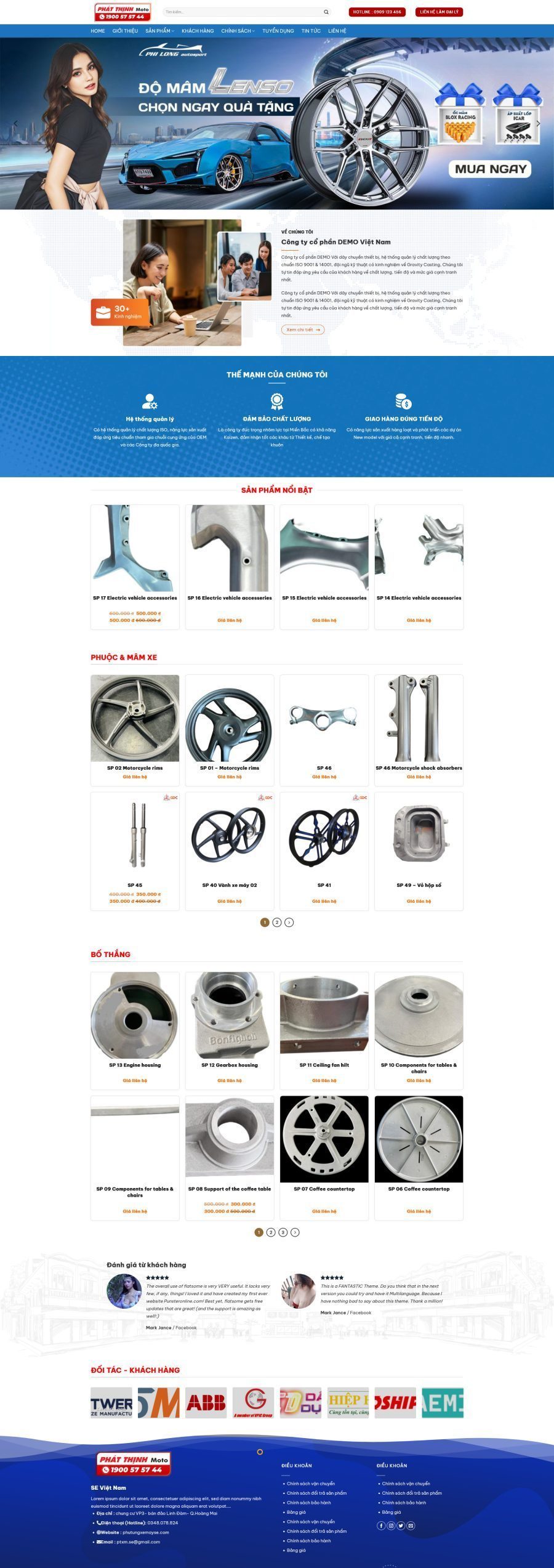 Mẫu Website Phụ Tùng Xe Máy - Shop Online - Cài Đặt Sẵn