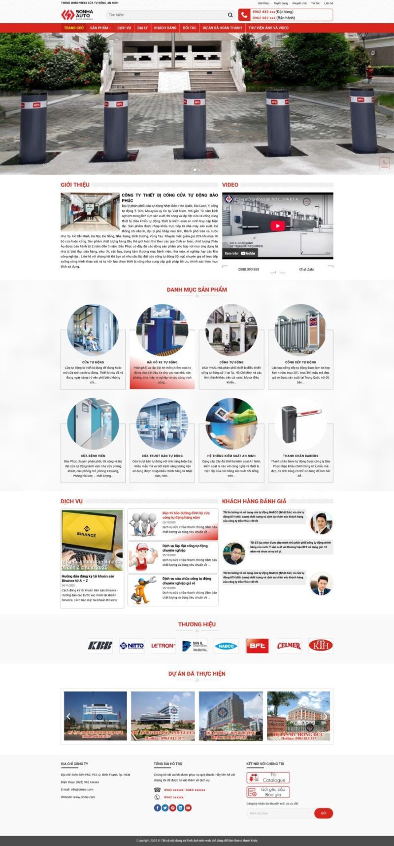 Mẫu Website Thi Công Cửa Tự Động - Cơ Điện Công Trình - Cài Đặt Sẵn