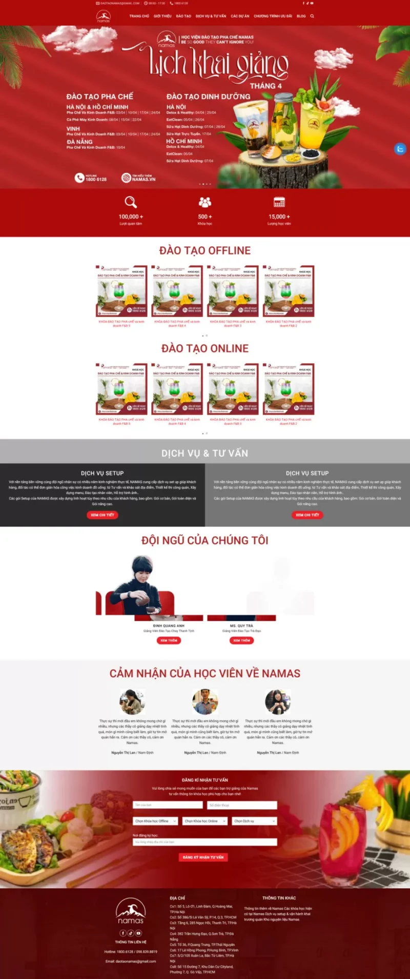 Mẫu Website Khoá Học Pha Chế - Giáo Dục Đào Tạo - Cài Đặt Sẵn