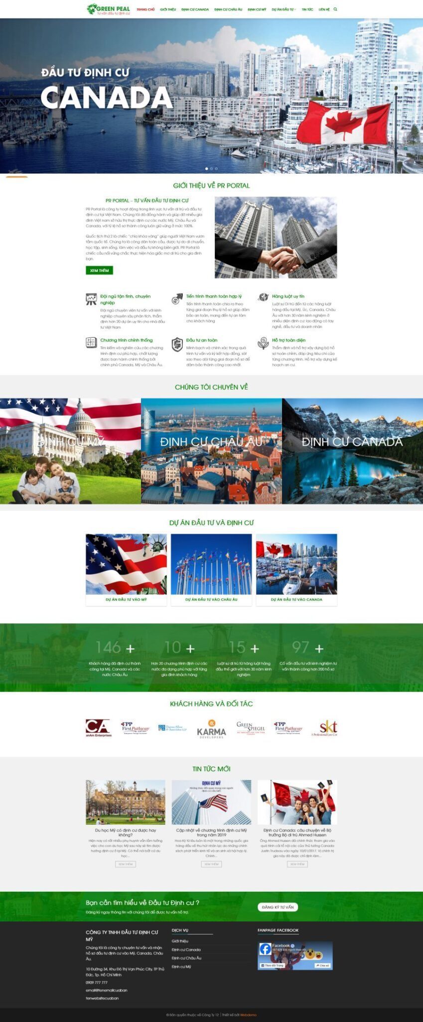 Mẫu Website Dịch Vụ Định Cư Du Học - Tư Vấn Quốc Tế - Cài Đặt Sẵn