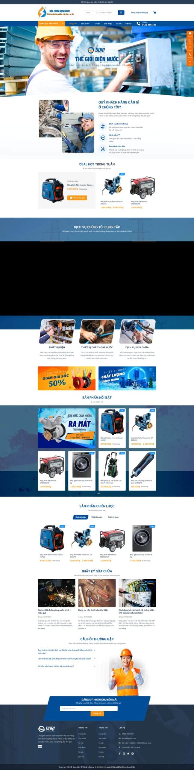 Mẫu Website Bán Đồ Điện Nước - Vật Tư Xây Dựng - Cài Đặt Sẵn
