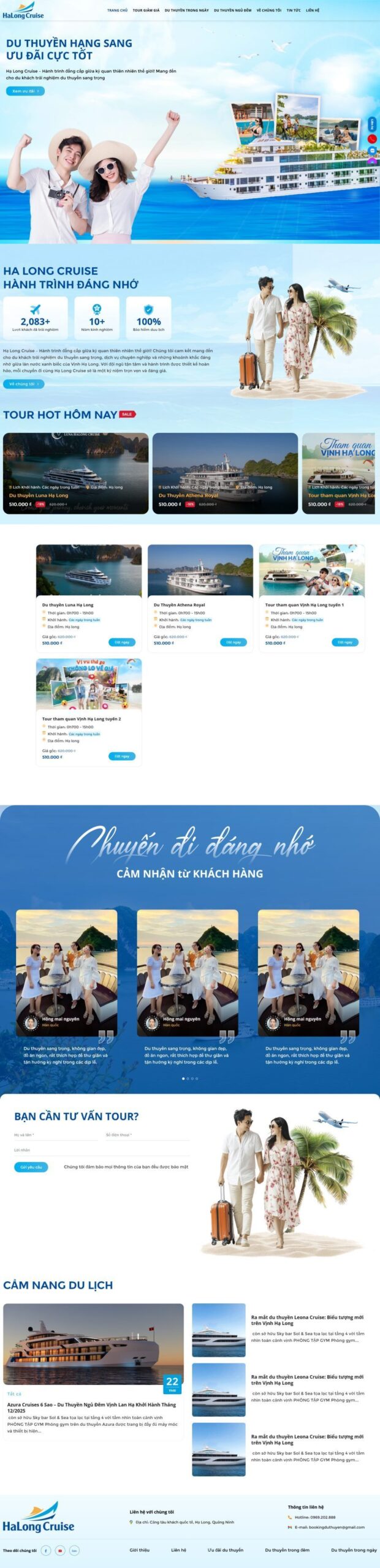 Mẫu Website Cho Thuê Du Thuyền - Du Lịch Travel - Cài Đặt Sẵn