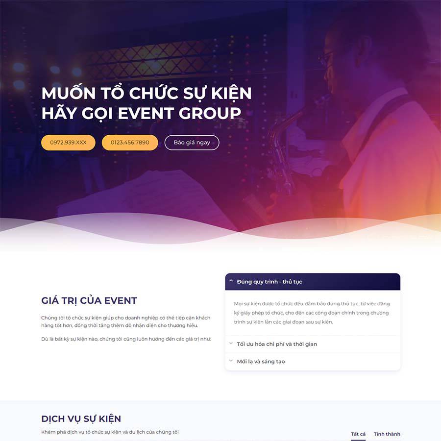 Mẫu Website Công Ty Tổ Chức Sự Kiện 07 - Event - Cài Đặt Sẵn