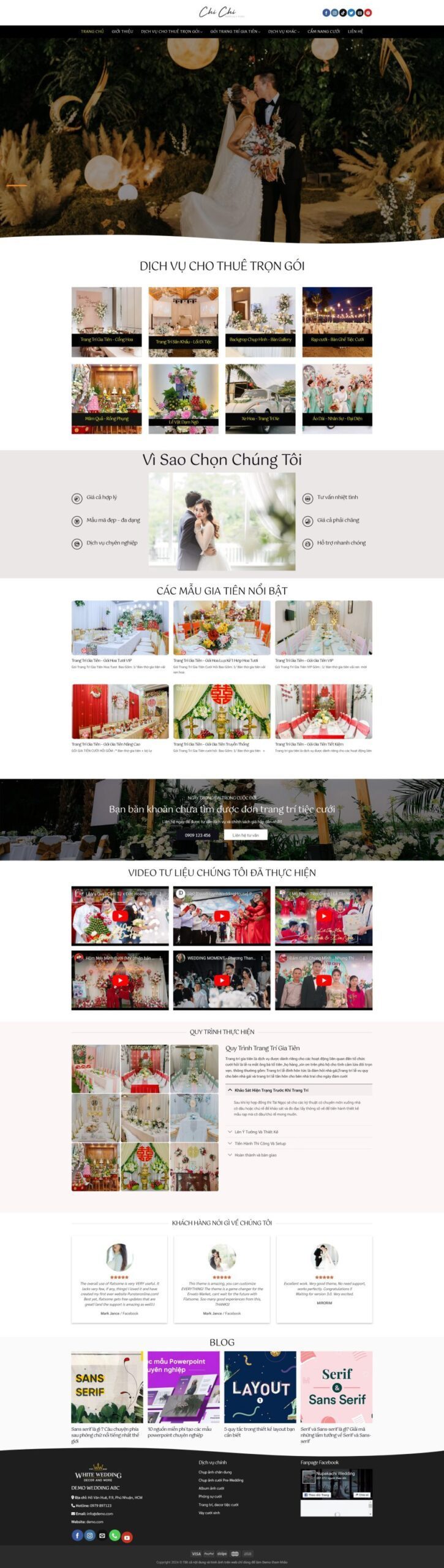 Mẫu Website Trang Trí Gia Tiên Tiệc Cưới - Wedding - Cài Đặt Sẵn