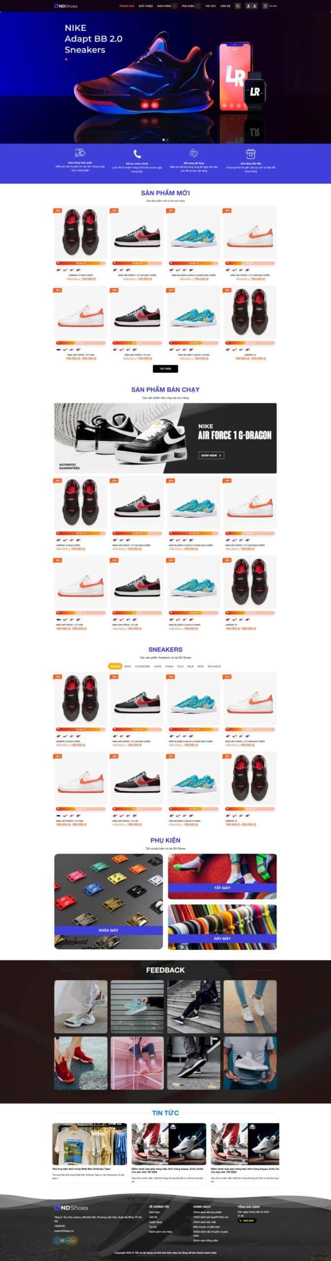 Mẫu Website Shop Giày 1 - Thời Trang - Cài Đặt Sẵn