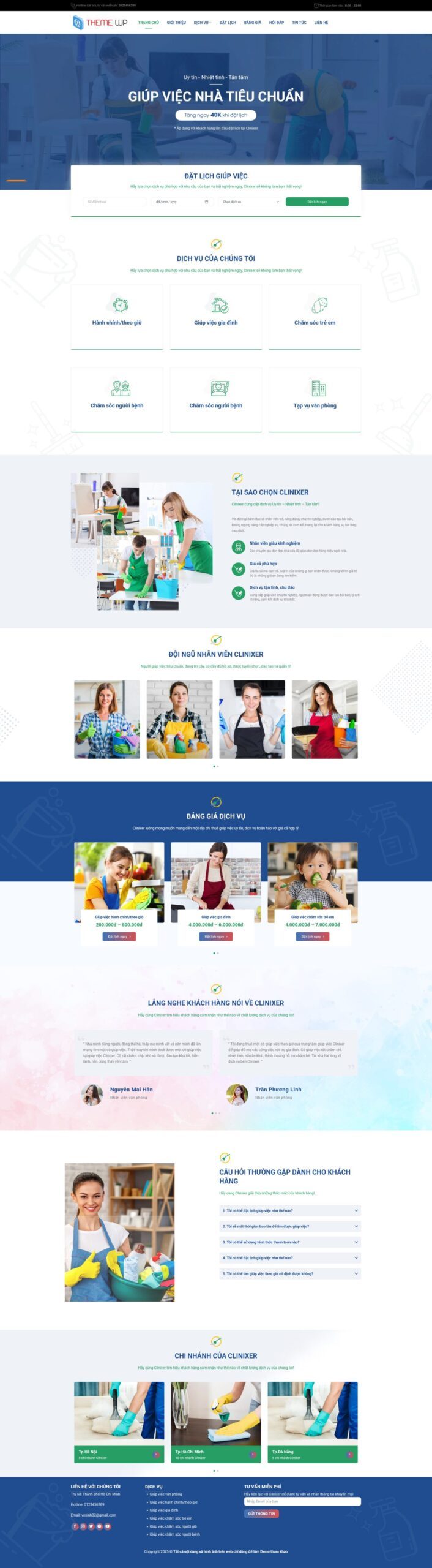 Mẫu Website Dịch Vụ Giúp Việc Nhà - Dịch Vụ Gia Đình - Cài Đặt Sẵn