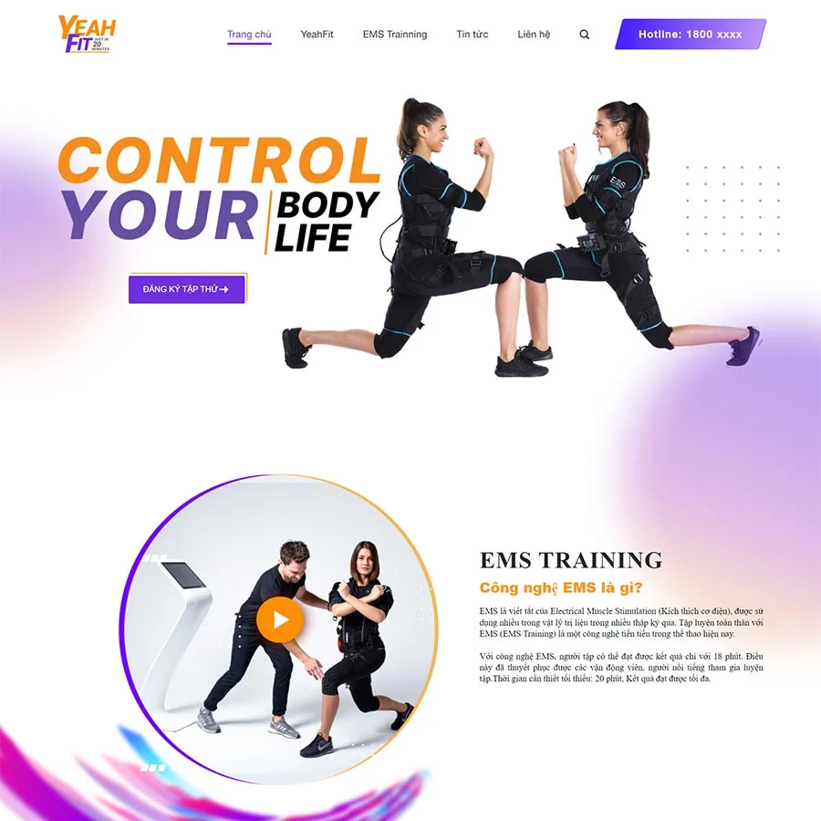 Mẫu Website Trung Tâm Thể Hình Phòng Tập Gym 02 - Fitness - Cài Đặt Sẵn