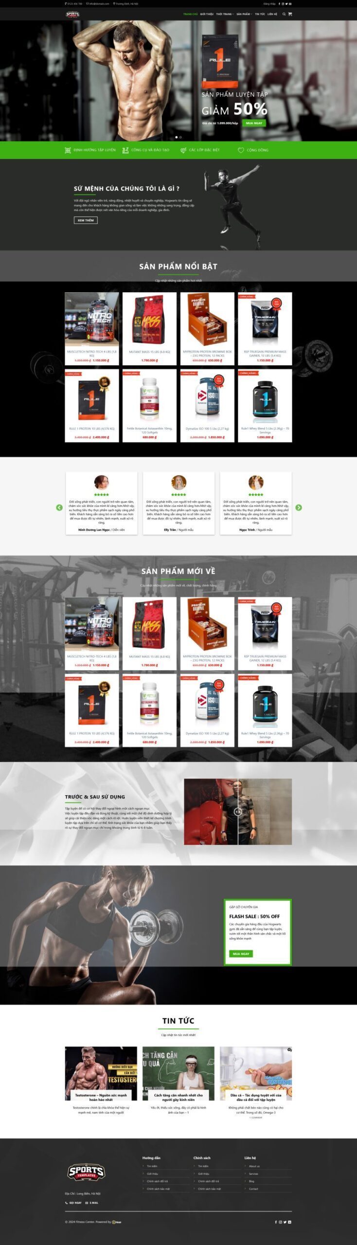 Mẫu Website Supplements Gymer - Thực Phẩm Bổ Sung - Cài Đặt Sẵn