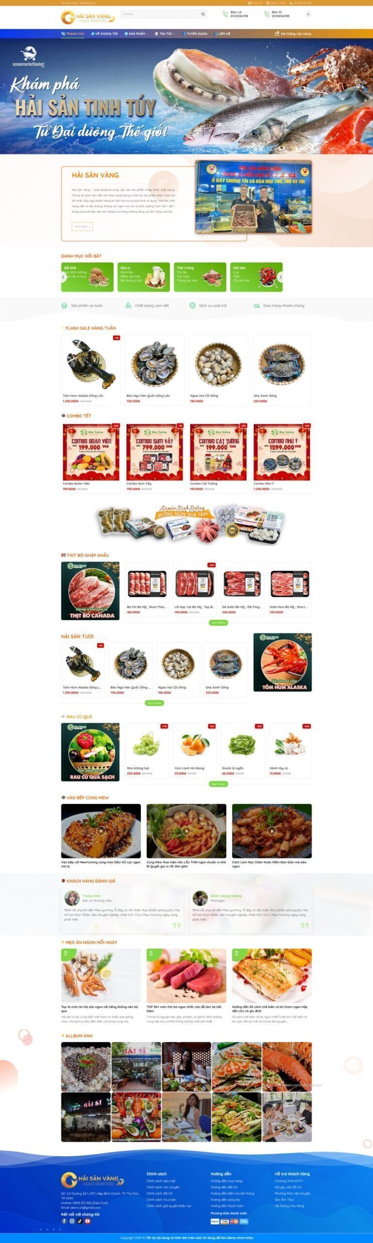 Mẫu Website Hải Sản 4 - Thực Phẩm - Cài Đặt Sẵn