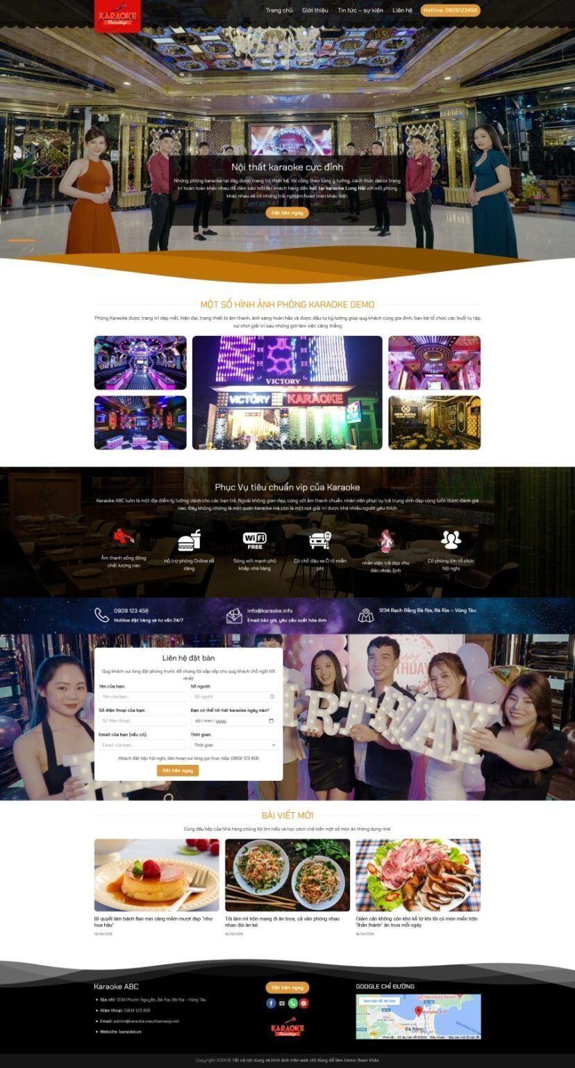 Mẫu Website Phòng Trà Karaoke - Giải Trí - Cài Đặt Sẵn