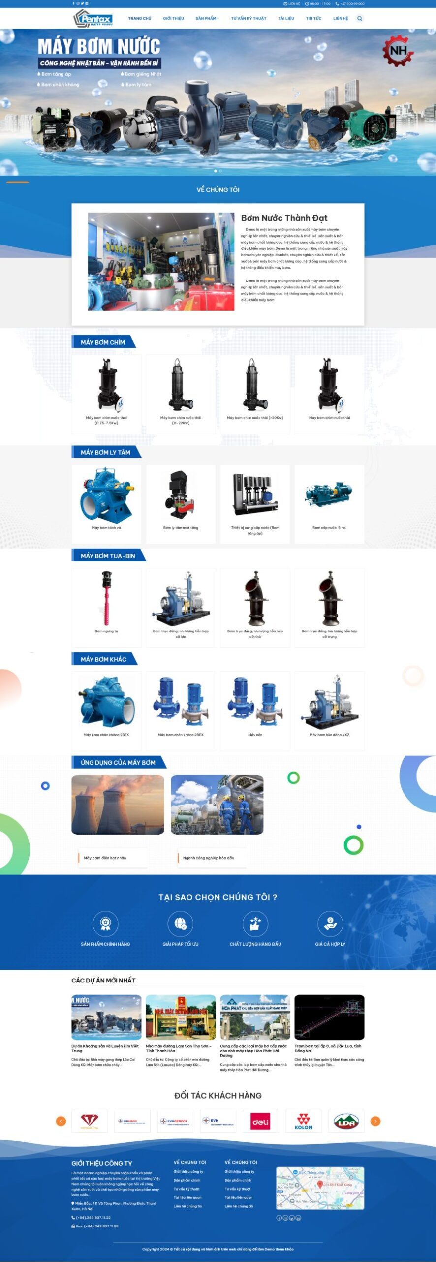 Mẫu Website Máy Bơm Nước - Thiết Bị Công Nghiệp - Cài Đặt Sẵn