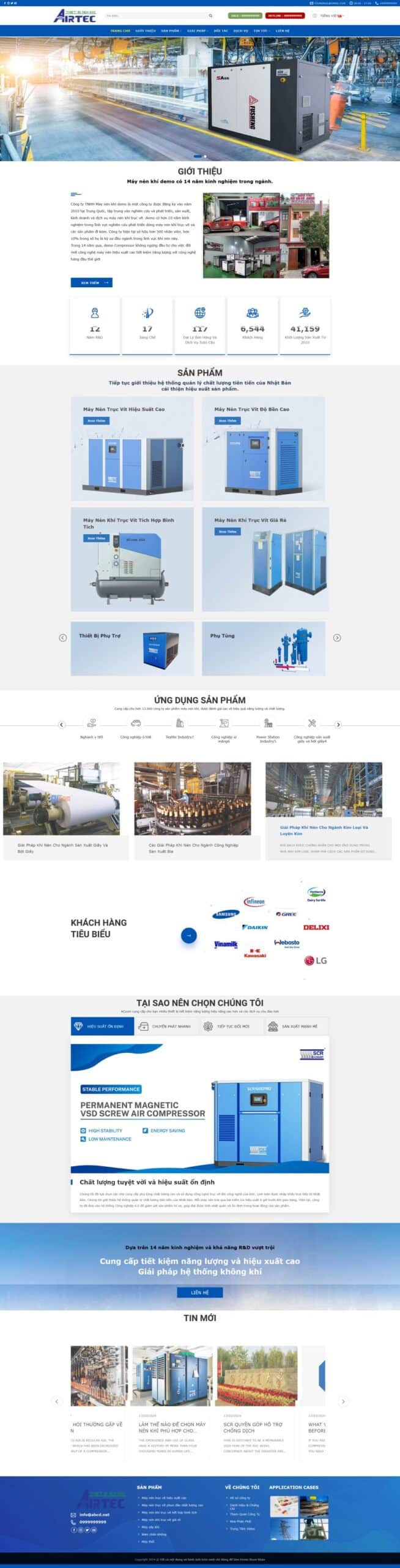 Mẫu Website Bán Máy Nén Khí - Thiết Bị Công Nghiệp - Cài Đặt Sẵn