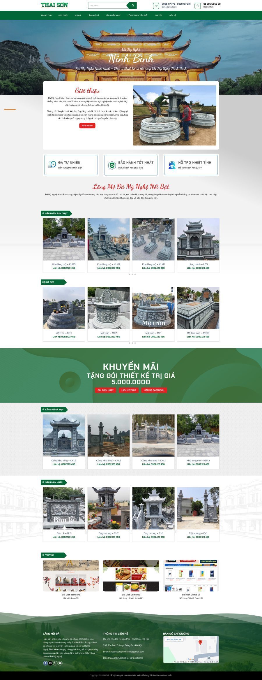 Mẫu Website Lăng Mộ Đá 2 - Điêu Khắc Đá - Cài Đặt Sẵn