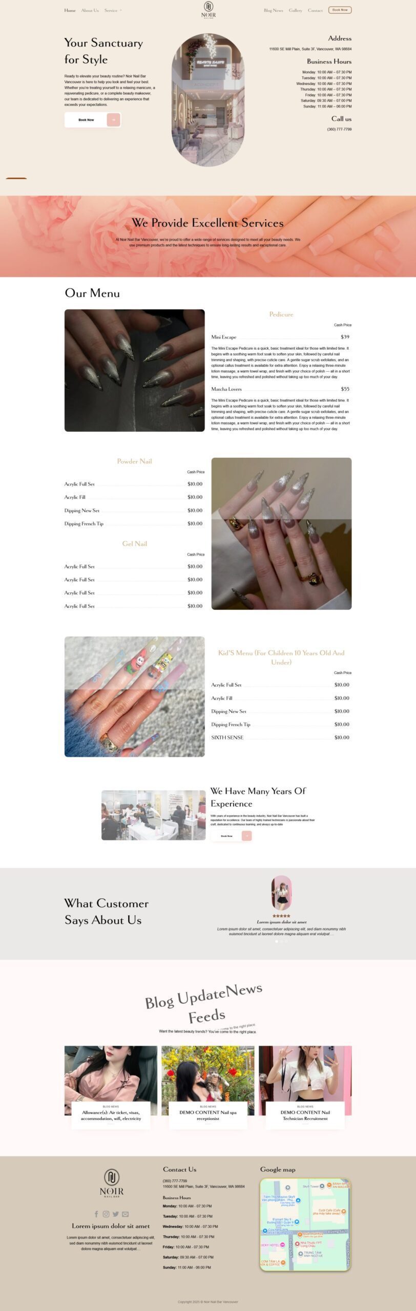 Mẫu Website Tiệm Nail Spa 1 - Làm Đẹp - Cài Đặt Sẵn