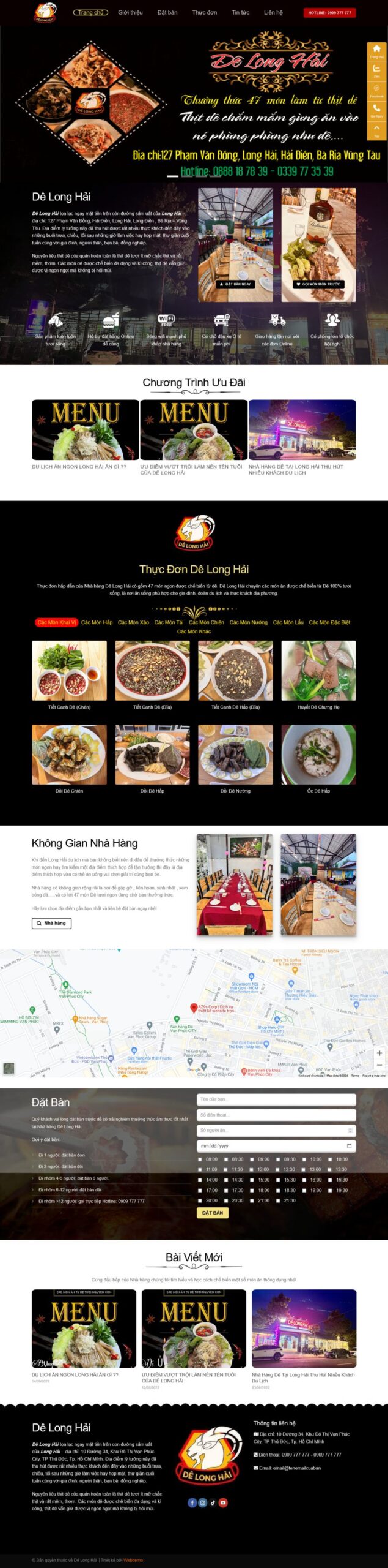 Mẫu Website Nhà Hàng Dê Đặc Sản - Ẩm Thực - Cài Đặt Sẵn