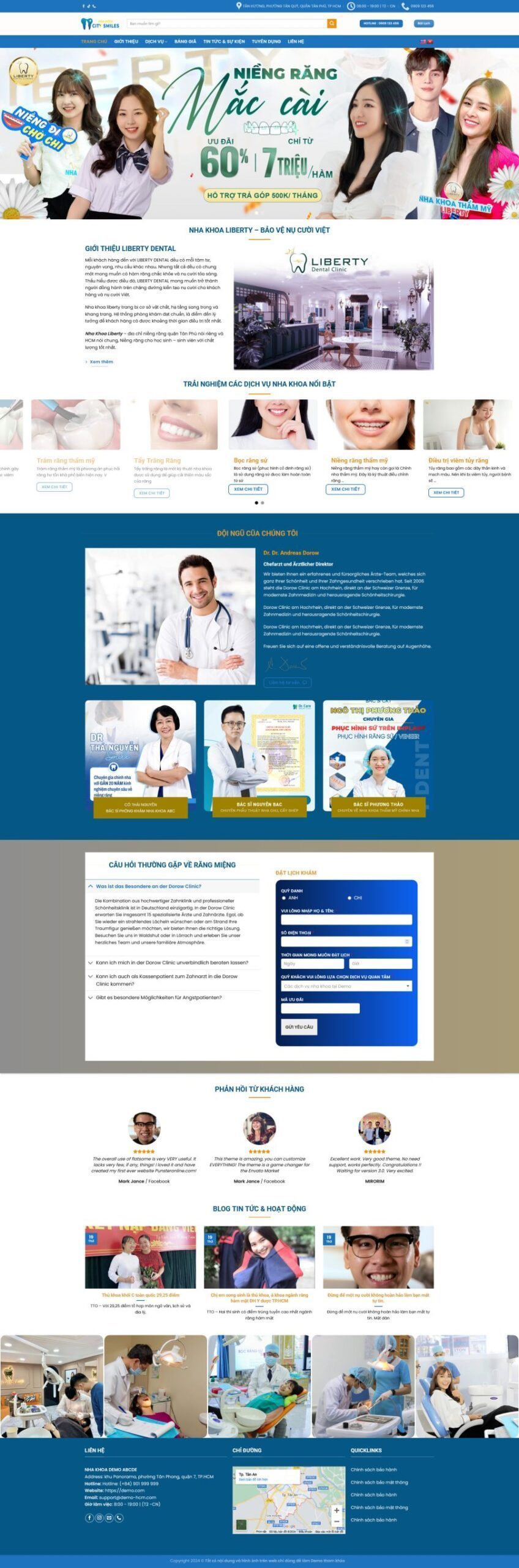 Mẫu Website Nha Khoa 4 - Răng Hàm Mặt - Cài Đặt Sẵn