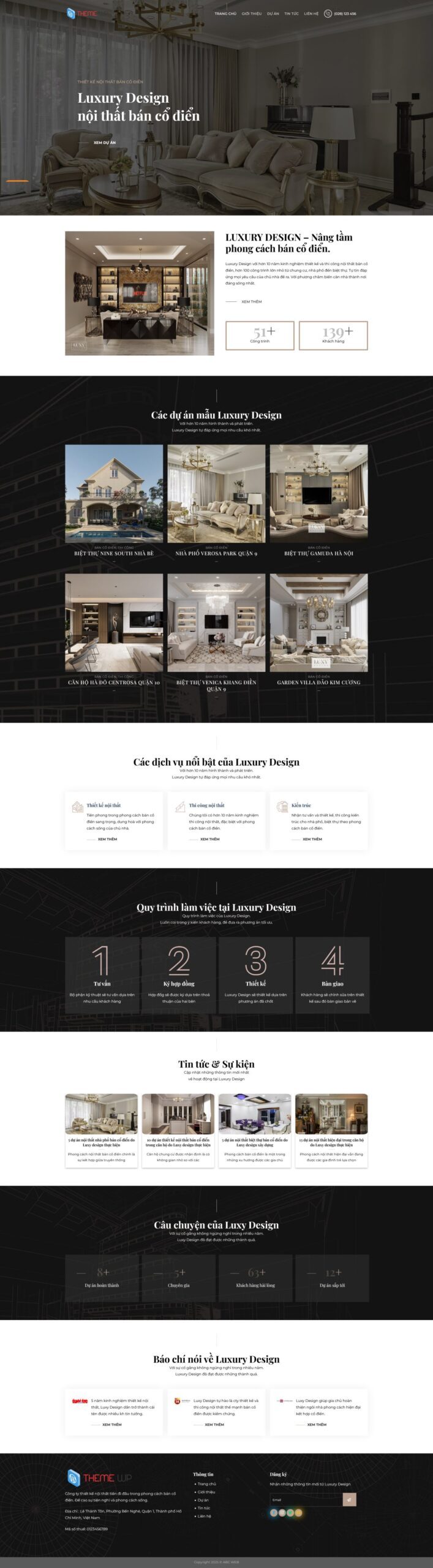 Mẫu Website Nội Thất 43 - Thiết Kế Thi Công - Cài Đặt Sẵn