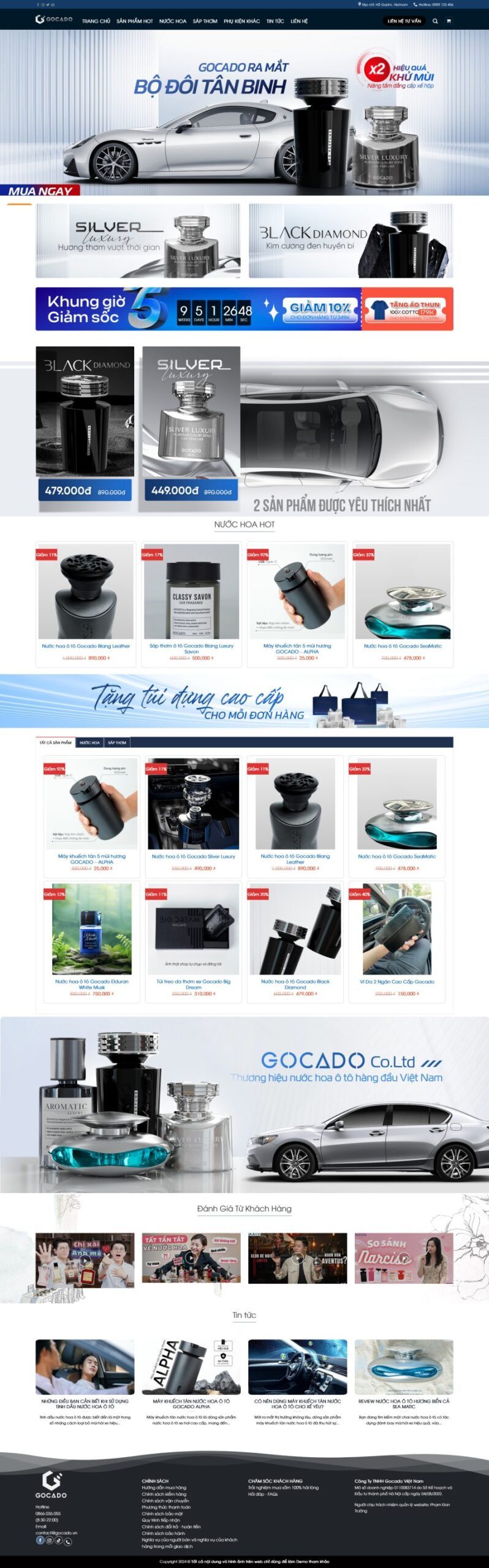 Mẫu Website Nước Hoa Ô Tô - Phụ Kiện - Cài Đặt Sẵn