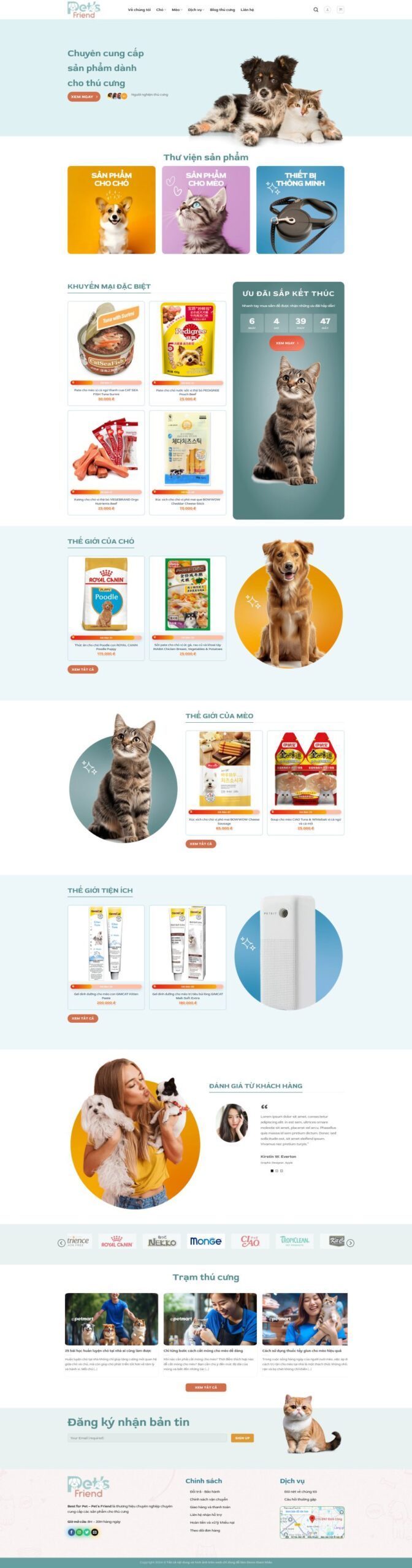 Mẫu Website Dịch Vụ Thú Cưng - Shop Pet - Cài Đặt Sẵn