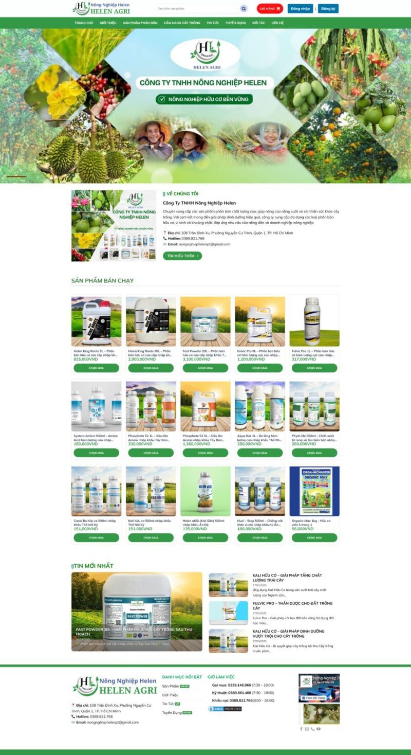 Mẫu Website Bán Thuốc Nông Nghiệp Phân Bón - Shop Online - Cài Đặt Sẵn