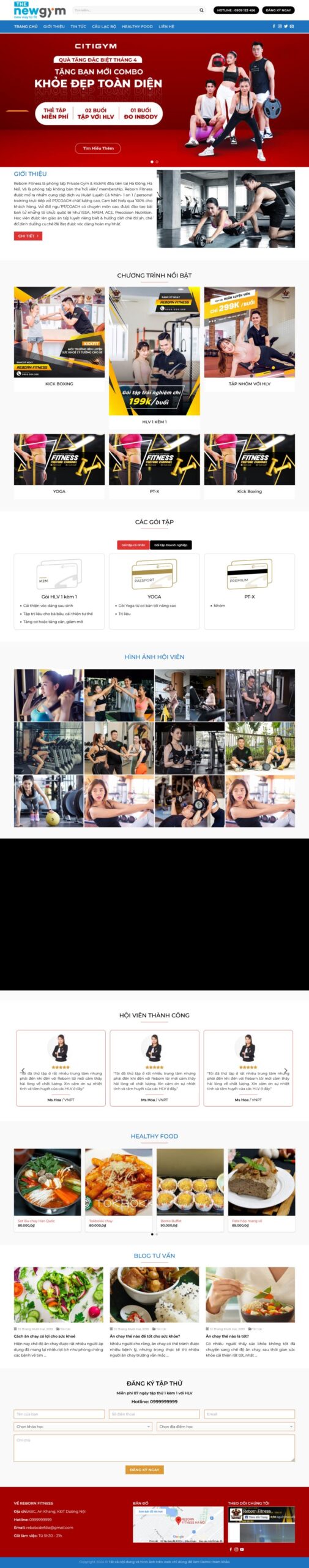 Mẫu Website Phòng Tập Gym - Fitness Thể Hình - Cài Đặt Sẵn