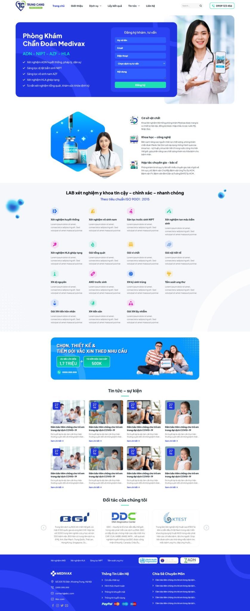 Mẫu Website Phòng Khám Xét Nghiệm - Dịch Vụ Y Tế - Cài Đặt Sẵn