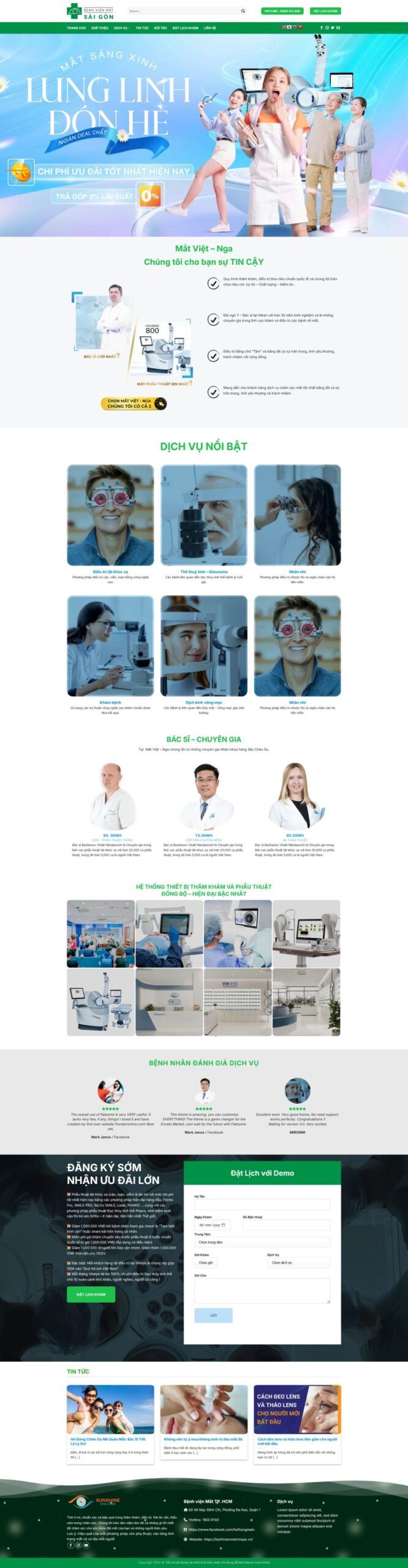 Mẫu Website Phòng Khám Mắt - Dịch Vụ Y Tế - Cài Đặt Sẵn
