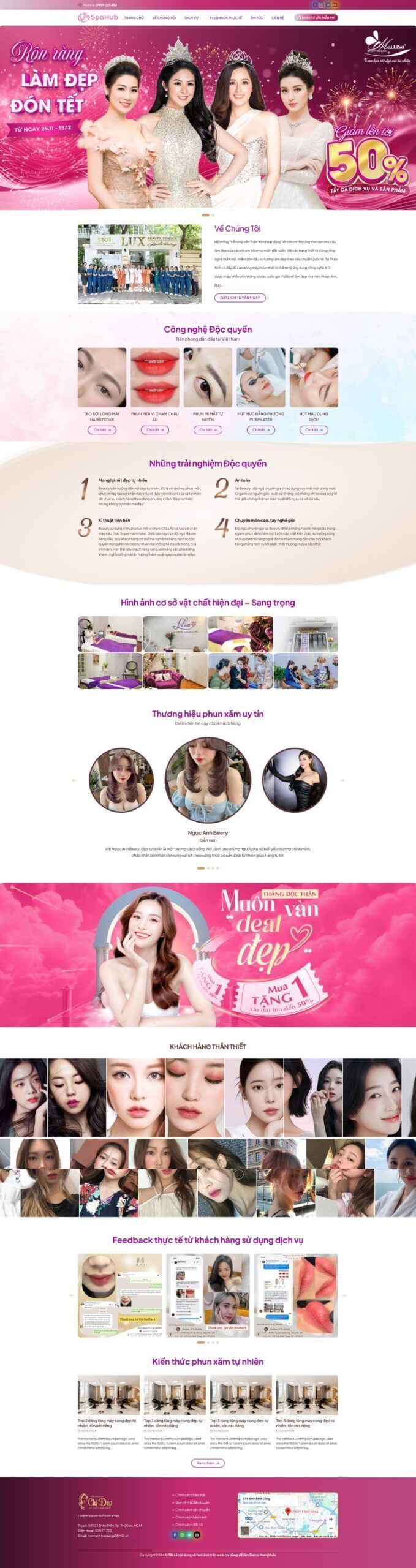 Mẫu Website Spa Phun Xăm - Thẩm Mỹ - Cài Đặt Sẵn