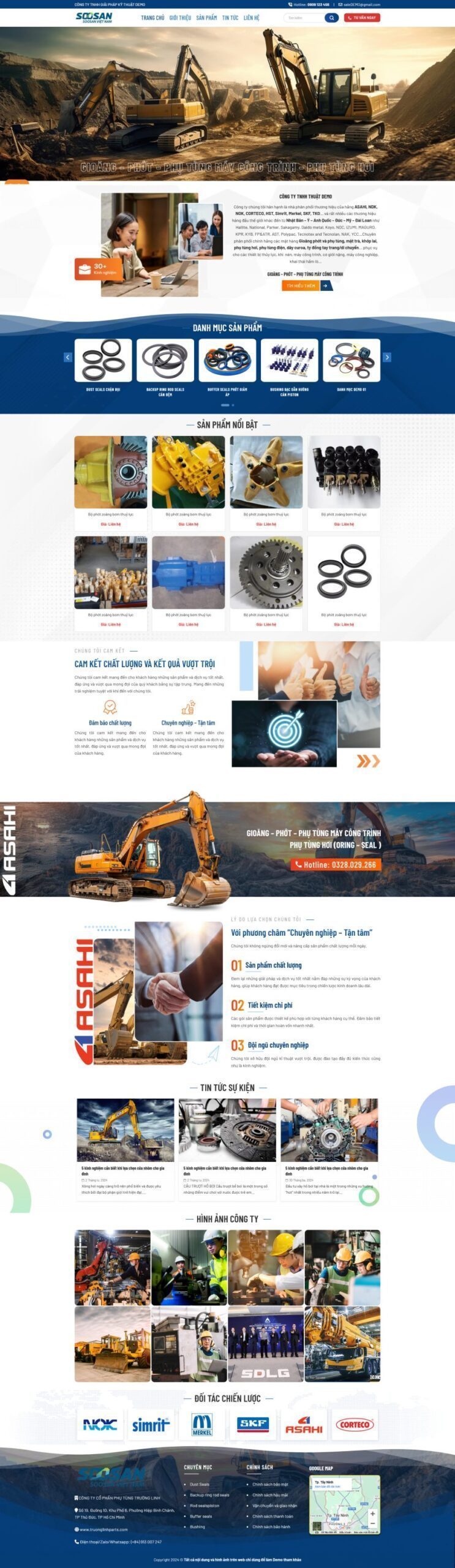 Mẫu Website Phụ Tùng Xe Cơ Giới - Shop Online - Cài Đặt Sẵn