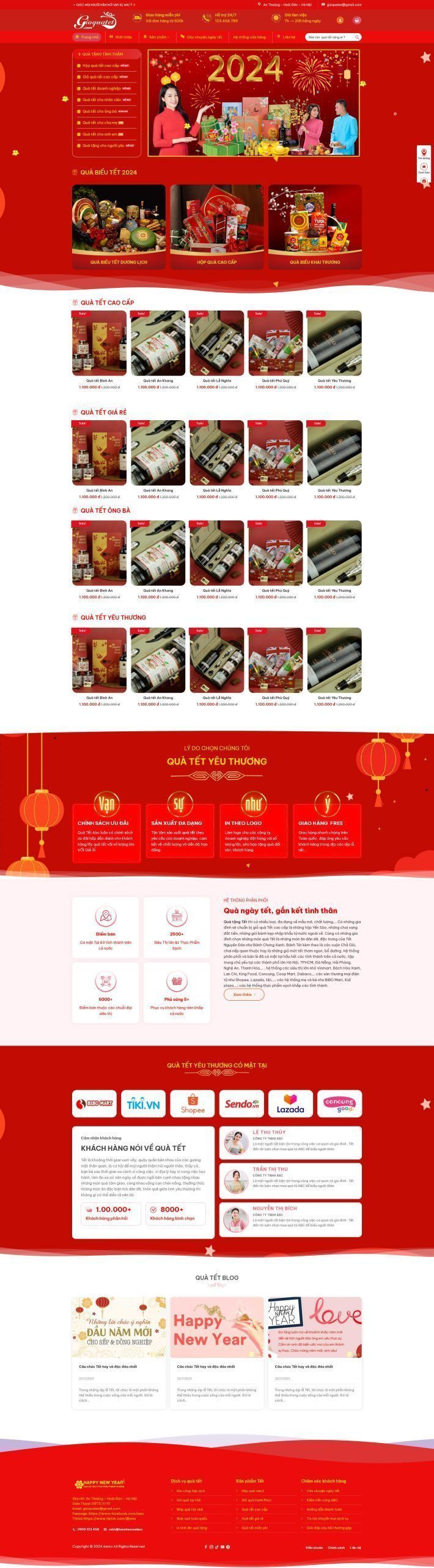 Mẫu Website Quà Tết 1 - Shop Online - Cài Đặt Sẵn