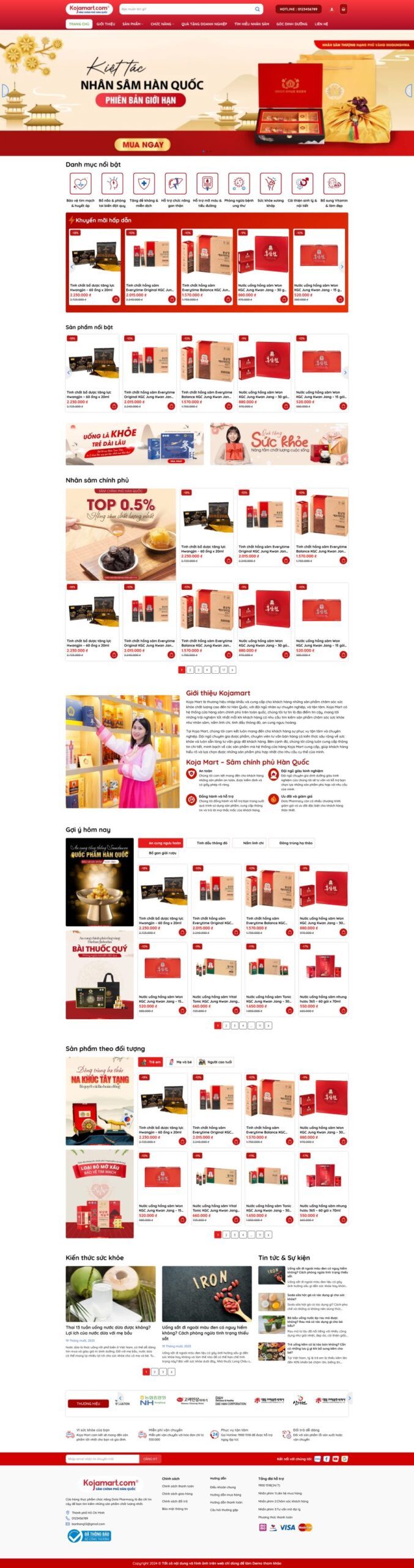 Mẫu Website Sâm Hàn Quốc - Shop Online - Cài Đặt Sẵn