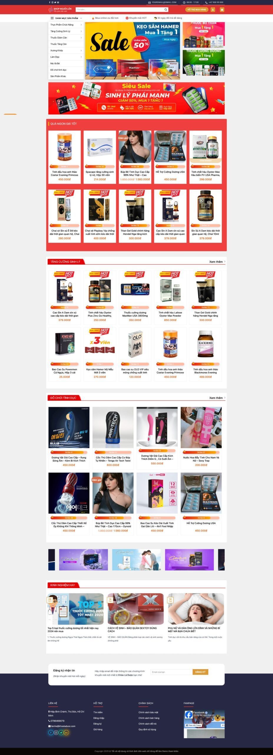 Mẫu Website Sản Phẩm Sinh Lý 18 - Shop Online - Cài Đặt Sẵn
