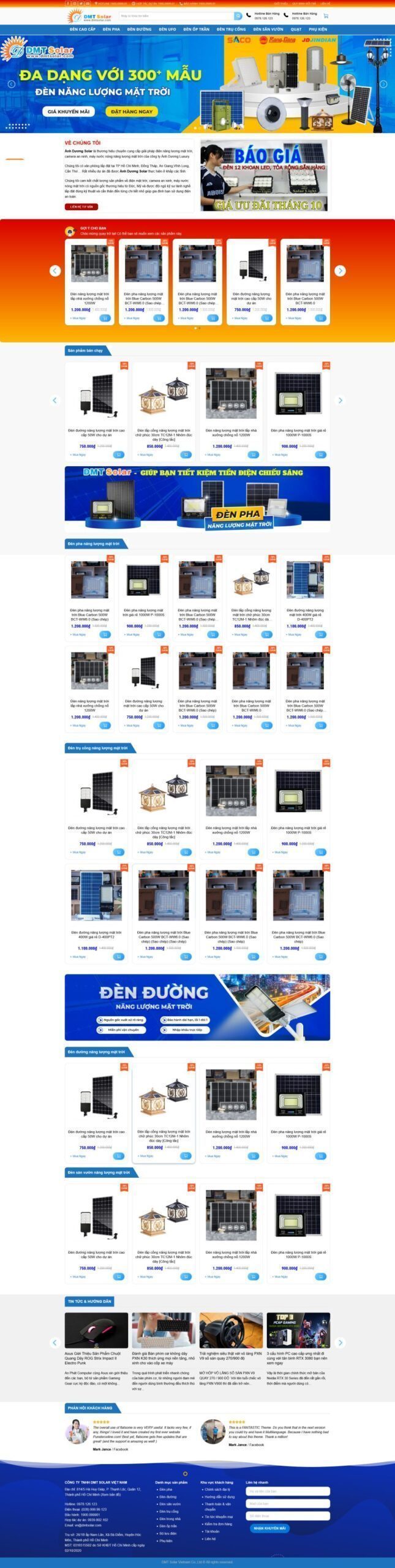 Mẫu Website Đèn Solar - Năng Lượng Mặt Trời - Cài Đặt Sẵn